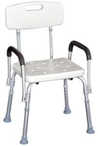 HOMCOM Sedia da doccia con schienale e braccioli, sedia regolabile in altezza