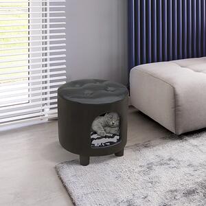 PawHut Sgabello Cuccia con cuscino per cane gatto animali domestici, nero, 39x39x42 cm