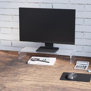 HomCom Supporto Monitor TV in Vetro Acrilico Trasparente, Eleva Schermi, Design Moderno, 53x19x9cm, Ideale per Ufficio