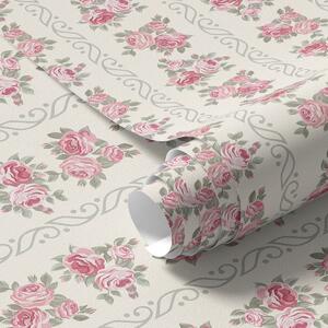 Carta da parati Strisce verticali di rose, Parati classici Rustica, a00028 : Uwalls.it