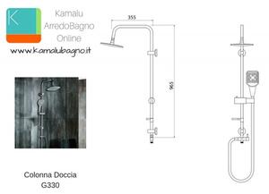 Colonna doccia con deviatore soffione 20x20 e doccetta modello G330 - KAMALU