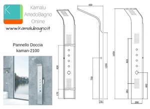 Pannello doccia idromassaggio in acciaio modello Kaman-2100 - KAMALU