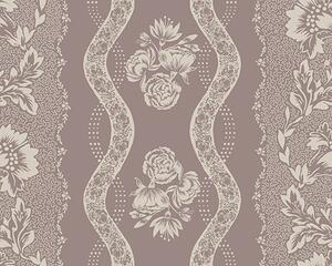 Carta da parati Delicato ornamento geometrico con fiori e linee curve, Parati stile vintage classici, a00033 : Uwalls.it
