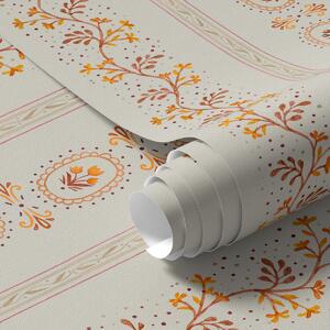 Carta da parati Delicato ornamento geometrico con fiori e piante, Parati classici in stile shabby chic, a00031 : Uwalls.it