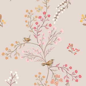 Carta da parati Fiori delicati e colibrì sui rami, Parati classici Rustica, a00036 : Uwalls.it