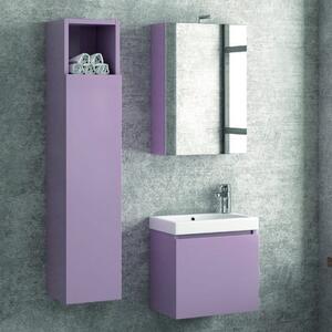 Composizione sospesa con mobile bagno da 45 cm specchio contenitore e colonna 130cm - KAMALU