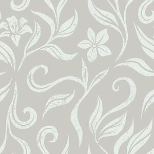 Carta da parati Fiori e foglie bianchi con graffi, Parati fiori e piante classici, a00038v1 : Uwalls.it