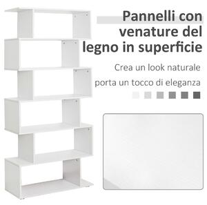 HomCom Libreria di Design Mobili Ufficio Scaffale in Legno 80x24x191cm Bianco Opaco