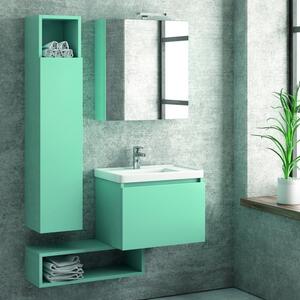 Composizione mobili bagno sospesi 60 cm con lavabo, colonna, specchio e pensile SP-60A - KAMALU