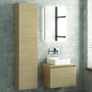 Composizione mobili bagno sospesi 60 cm con lavabo, colonna e specchio led SP-60B - KAMALU