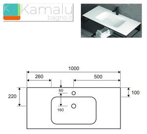 Mobile bagno sospeso 100 cm stile industrial con struttura metallica SOP-100 - KAMALU