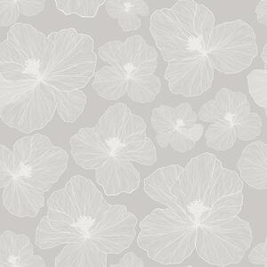Carta da parati Grandi fiori su sfondo grigio, Parati fiori e piante classici, a00068 : Uwalls.it