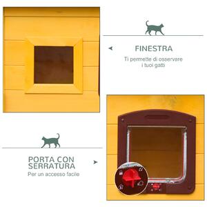 PawHut Cuccia Casetta per Gatti e Animali Domestici in Legno di Abete, 70x51.5x60cm|Aosom.it