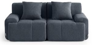 MILYSOFA SOFAMOUS Divano componibile a 2 posti, linea lineare, tessuto chenille, blu-grigio