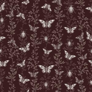 Carta da parati Composizione con farfalle, foglie e insetti su sfondo scuro, Parati fiori e piante classici, a00073v1 : Uwalls.it