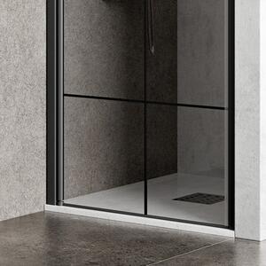 Porta doccia battente 80 cm profili neri e serigrafia nera NICO-B3000 - KAMALU