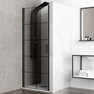Porta doccia 70 cm battente con profili neri e serigrafia nera NICO-B3000 - KAMALU