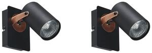 Set di 2 lampade da parete in metallo nero con paralume regolabile industriale Beliani