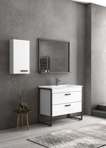 Composizione bagno 100cm: mobile con lavabo, specchio contenitore e pensile IKOS-85 - KAMALU