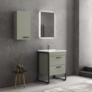 Composizione bagno a terra 65cm: mobile con lavabo, specchio led e pensile IKOS-65 - KAMALU