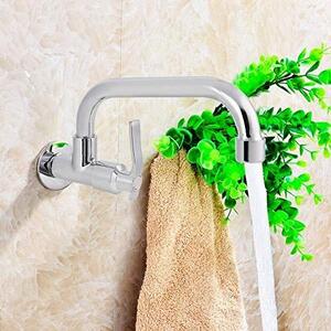 Elzusha - Rubinetto per acqua fredda - Montaggio a parete - Ottone/Acciaio inossidabile - Maniglia ergonomica - Resistente alla corrosione - Rotazione a 360 gradi - Rubinetti da cucina