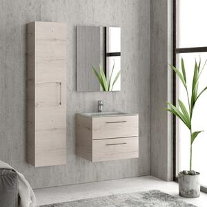 Composizione lavabo bagno con mobile 60 cm, colonna e specchio EL-60B - KAMALU