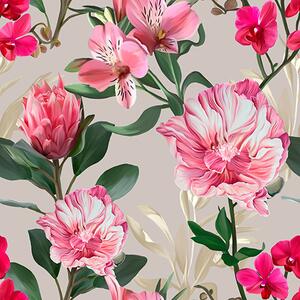 Carta da parati Delicati fiori rosa su sfondo chiaro, Parati fiori e piante classici, Parati classici Fiori Peonie, a00094 : Uwalls.it