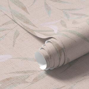 Carta da parati Rami pendenti con foglie su sfondo beige, Parati classici in stile boho, a00095v1 : Uwalls.it