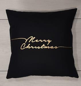 Fodera Cuscino Nero Con scritta Merry Christmas colore oro