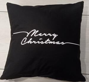 Fodera Cuscino nero Con scritta Merry Christmas bianca