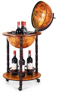 Costway Supporto mappamondo porta vini girevole per casa e bar, Porta vino per liquori e bicchieri a stelo 47x47x90cm