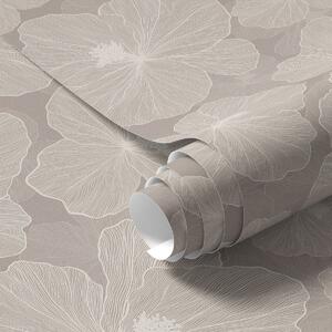Carta da parati Grandi fiori su sfondo beige, Parati fiori e piante classici, a00067 : Uwalls.it