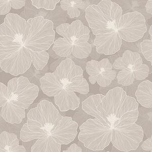 Carta da parati Grandi fiori su sfondo beige, Parati fiori e piante classici, a00067 : Uwalls.it