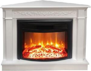 Casa Padrino Caminetto elettrico angolare barocco bianco/nero 107 x 63 x h. 84 cm - Caminetto decorativo da salotto con telecomando - Mobili da salotto in stile barocco - Mobili barocchi - Caminetti elettrici barocchi