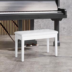 Homcom Sgabello Pianoforte con Vano Portaoggetti in Ecopelle e Legno, 76x36 x50cm, Sgabelli Imbottiti Bianco