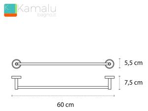 Portasalvietta barra 60cm colore nero linea Kaman Nico-02 - KAMALU