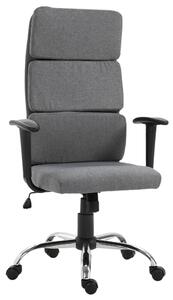 Homcom sedia ufficio sedie da gaming Girevole sedia scrivania con Schienale Alto Regolabile in Tessuto, Grigio, 50x56.5x117-127cm