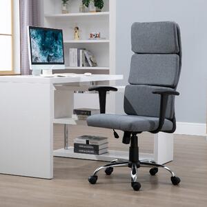 Homcom sedia ufficio sedie da gaming Girevole sedia scrivania con Schienale Alto Regolabile in Tessuto, Grigio, 50x56.5x117-127cm