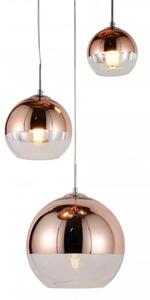 Lampada a sospensione design a 3 sfera in vetro colore Oro Rosa VERONI