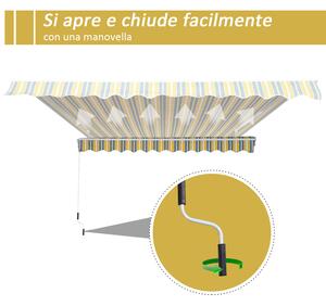 Outsunny Tenda da Sole per esterni a Braccio Manuale a Parete, Grigio e Giallo, 3.5m |Aosom.it