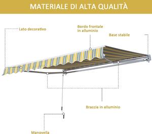 Outsunny Tenda da Sole per esterni a Braccio Manuale a Parete, Grigio e Giallo, 3.5m |Aosom.it