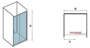 Porta doccia 110cm telaio in acciaio vetro 8mm K305 - KAMALU