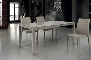 BENNETT - tavolo da pranzo moderno allungabile in metallo e vetro 90x160/210/260