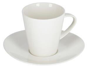 Tazza da caffè grande Pierina in porcellana bianca con piattino