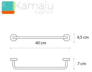 Portasalvietta barra 40 cm in acciaio linea Kaman Monde-M70 - KAMALU