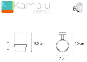 Bicchiere portaspazzolini a muro in accaio e vetro linea Monde-M100 - KAMALU