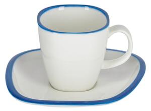 Tazza con piattino Odalin in porcellana bianca e blu