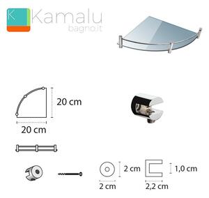 Mensola bagno in vetro semicircolare 20cm VITRO-10 - KAMALU