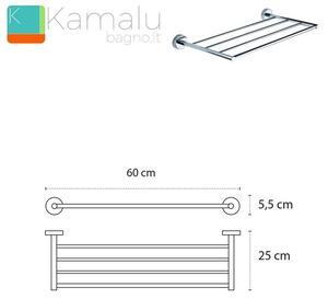 Portsalviette a quattro barre 60cm in Inox linea Kaman ALPI-90 - KAMALU