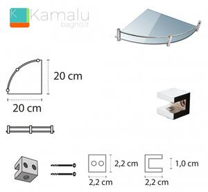 Mensola bagno in vetro trasparente 20cm VITRO-30 - KAMALU